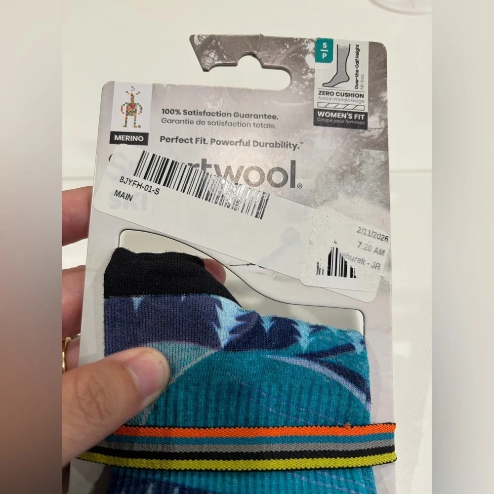 SmartWool Women's Small Ski Zero Cushion Town Print Socks Merino Wool NWT Blue